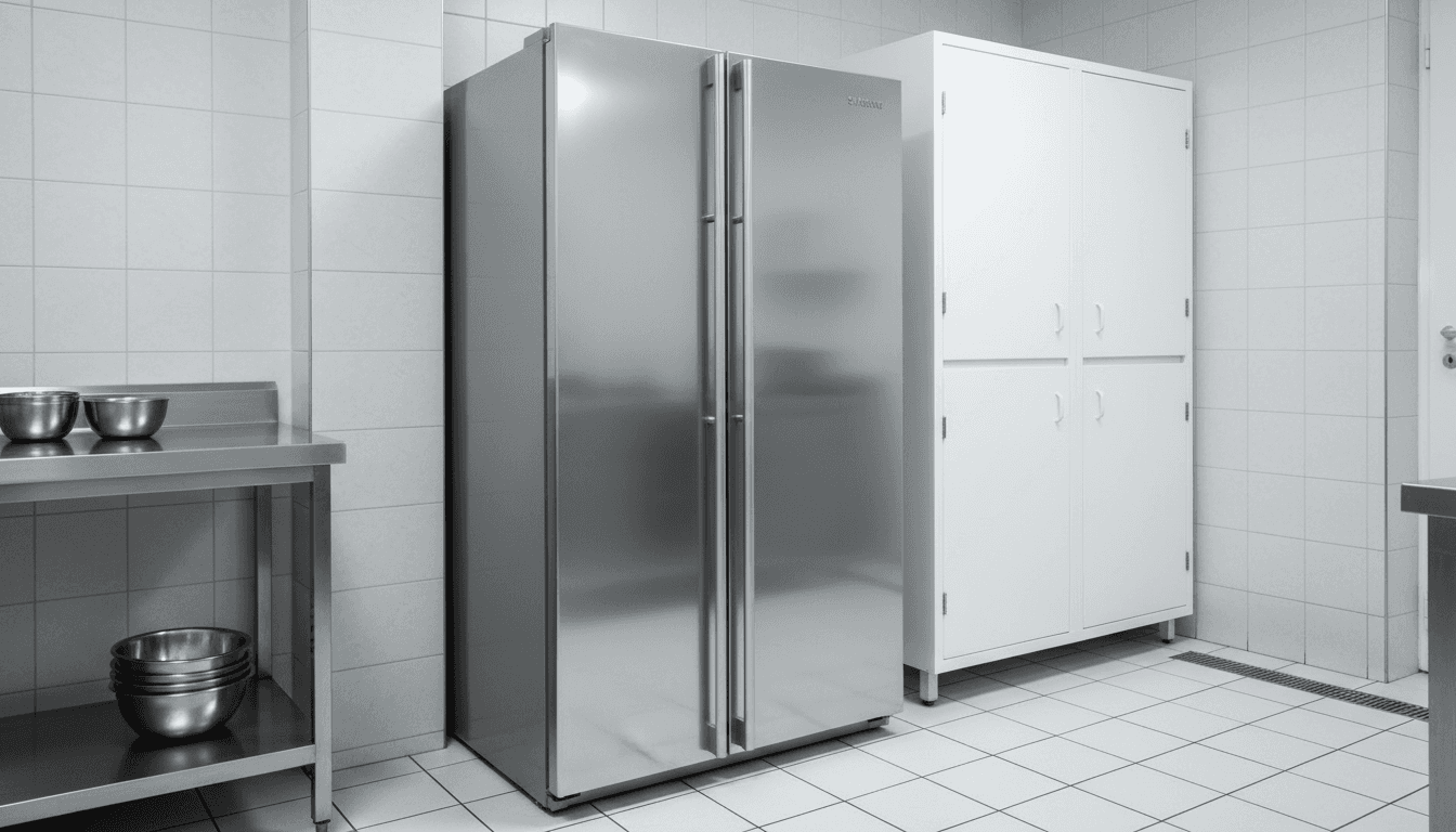 Clean stainless steel refrigerator in good working condition in a Doha kitchen