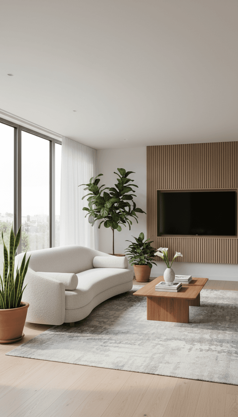 Modern living room with an elegant Home Centre style sofa and coffee table