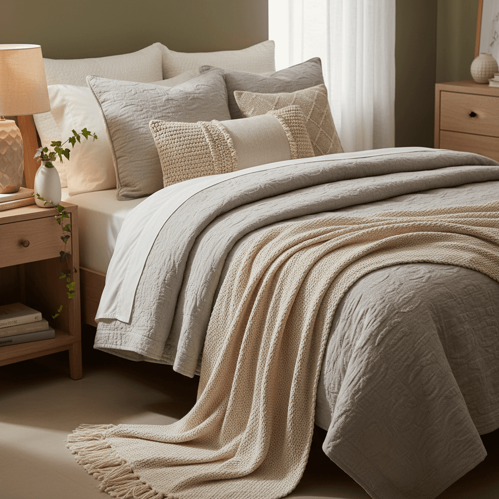 Well-kept wooden bedroom set in a bright, tidy room