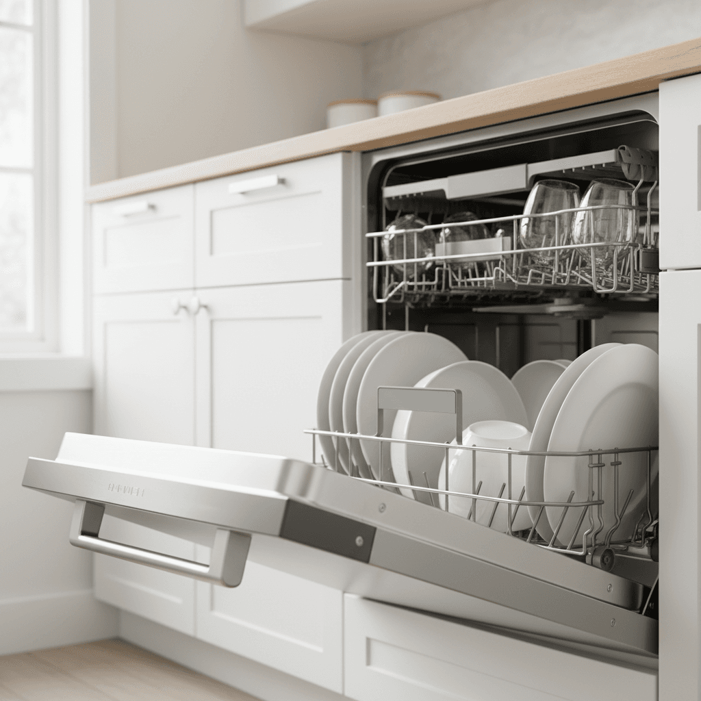 Working appliances like washing machine and dishwasher